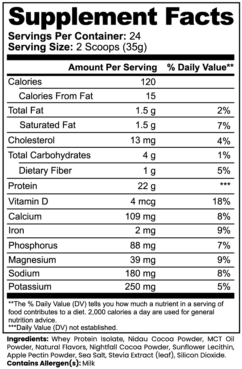 100% Whey Protein Isolate Powder – Chocolate